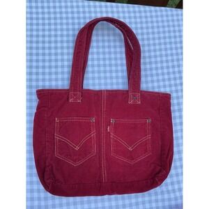 Vintage Y2K Levi's Corduroy Red Tote Bag Shoulder Large Purse Rare